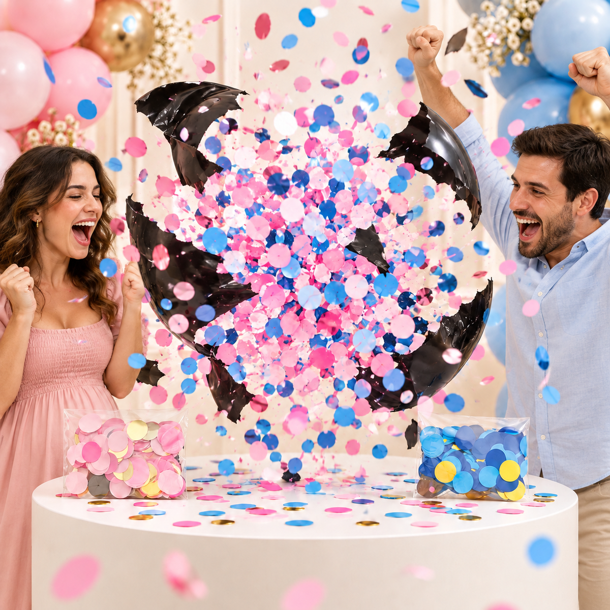36-Inch Boy or Girl Gender Reveal Balloon Kit with Pink & Blue Confetti