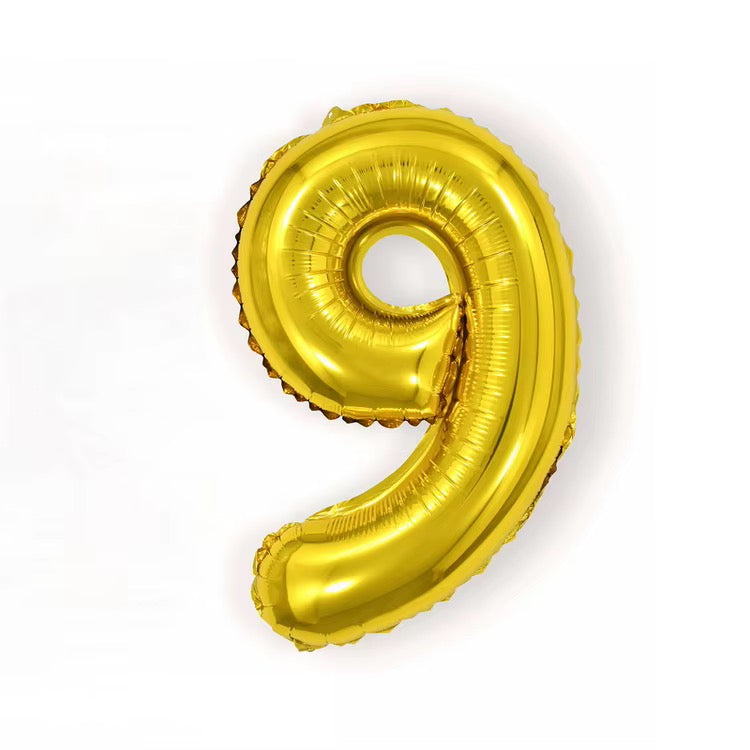 32 Inch Gold Foil Number Balloon – Numbers 0-9
