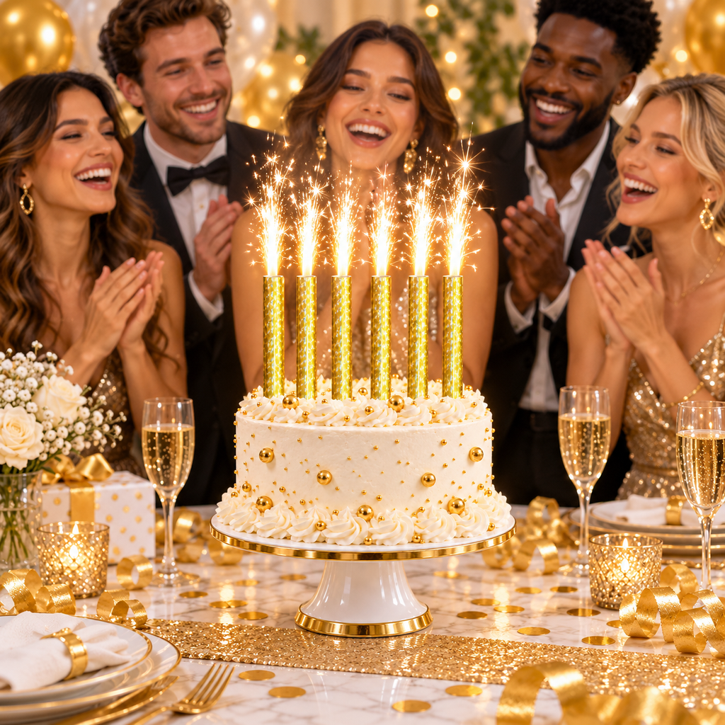 4-inch Gold Birthday Sparkler Candles – 6-Pack