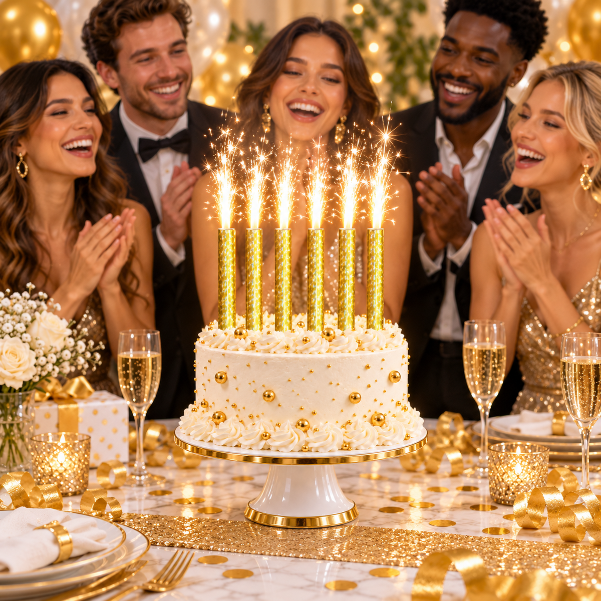 4-inch Gold Birthday Sparkler Candles – 6-Pack
