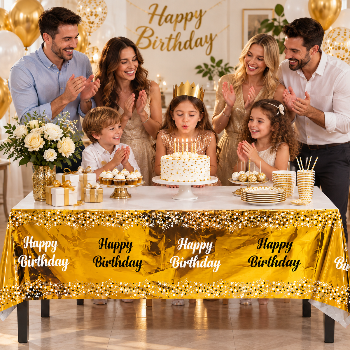 Mantel desechable impermeable Happy Birthday para fiestas – 57x72 pulgadas