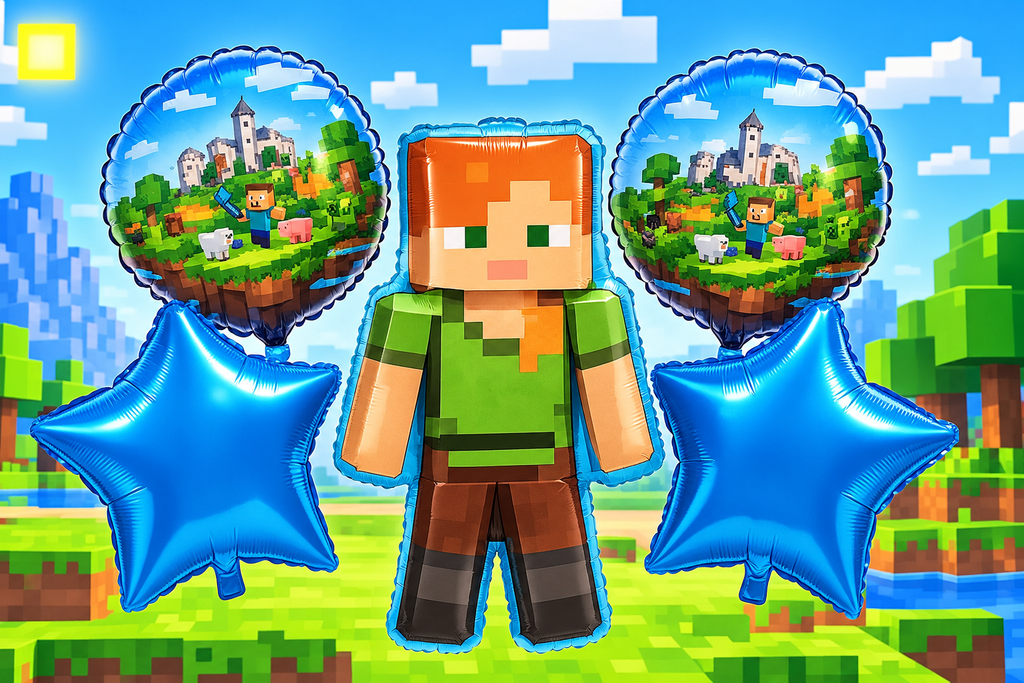 Minecraft 5-Piece Foil Balloon Set – Birthday Party Decorations