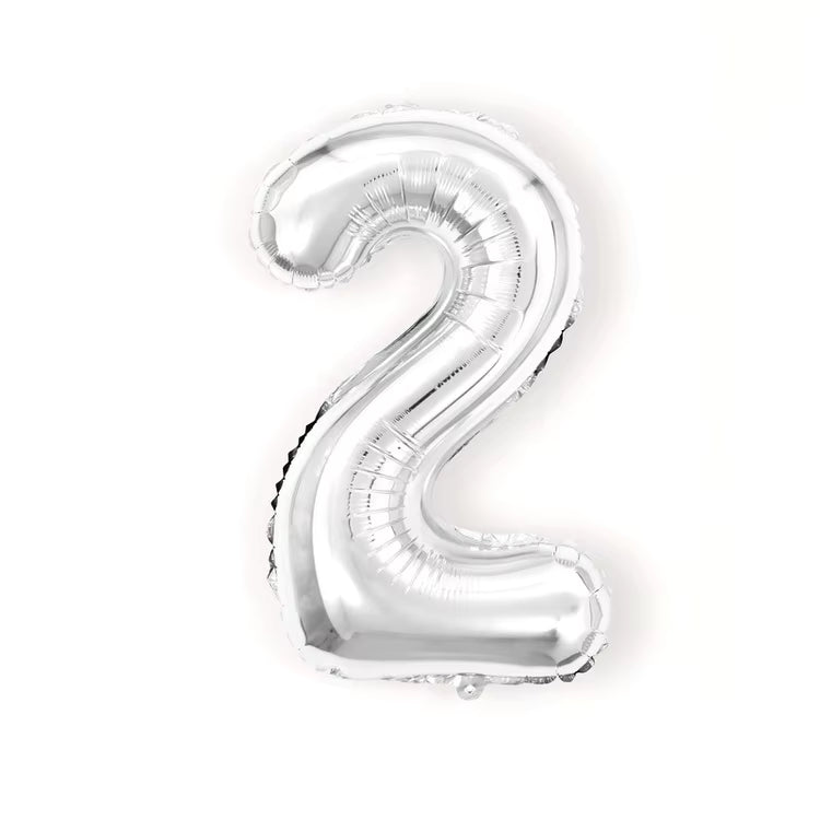 32 Inch Silver Number Foil Balloon – Numbers 0-9