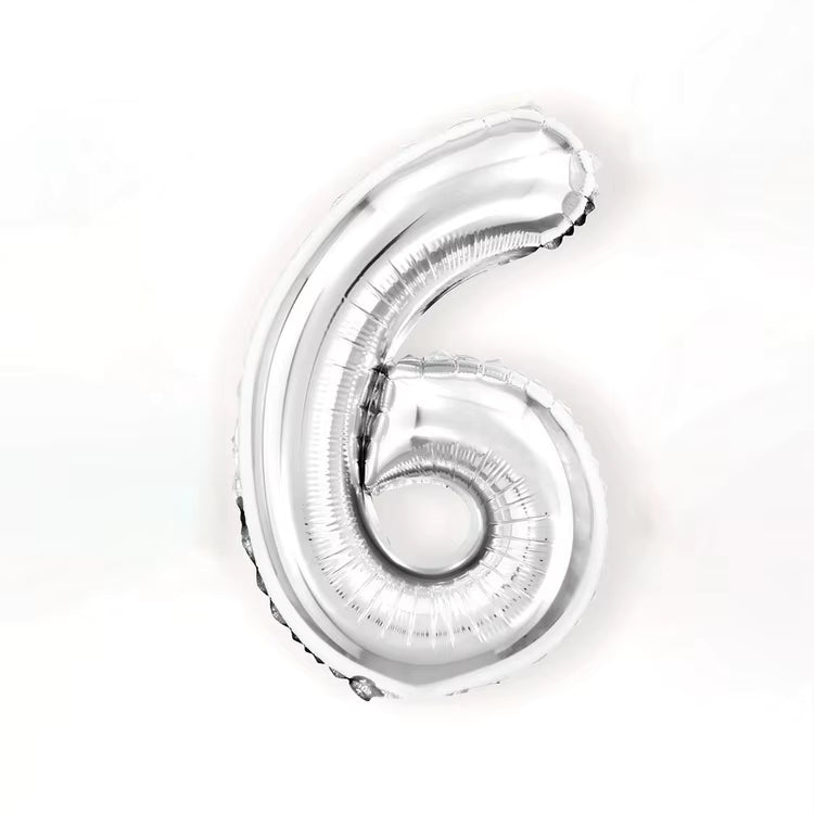 32 Inch Silver Number Foil Balloon – Numbers 0-9