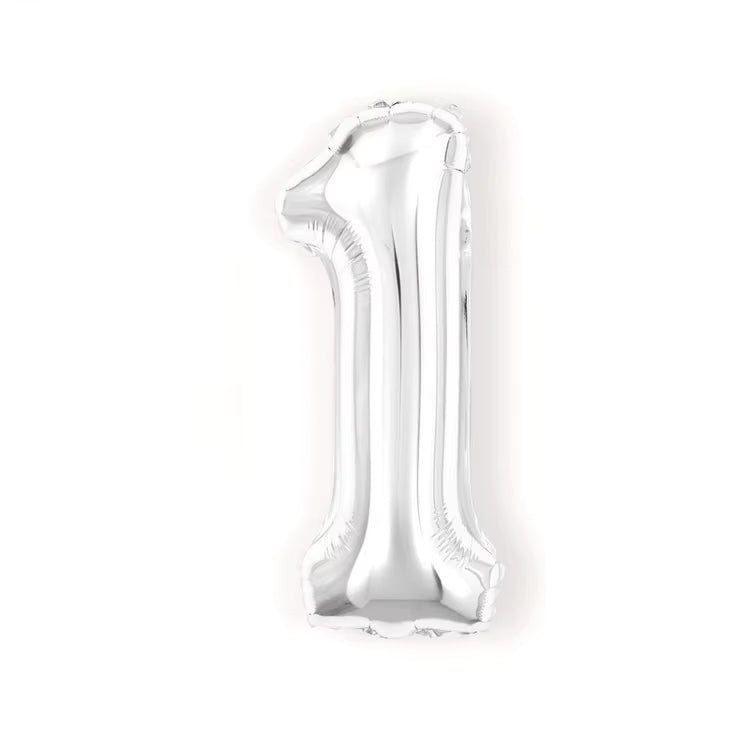 32 Inch Silver Number Foil Balloon – Numbers 0-9