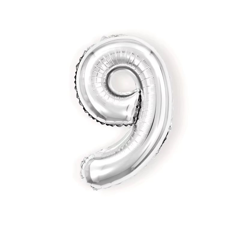 32 Inch Silver Number Foil Balloon – Numbers 0-9