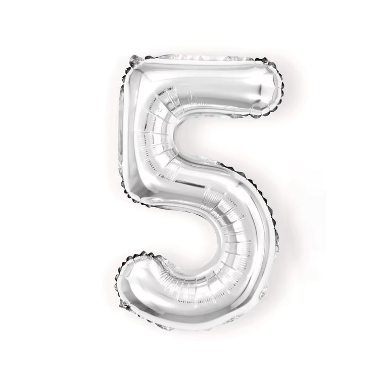 32 Inch Silver Number Foil Balloon – Numbers 0-9