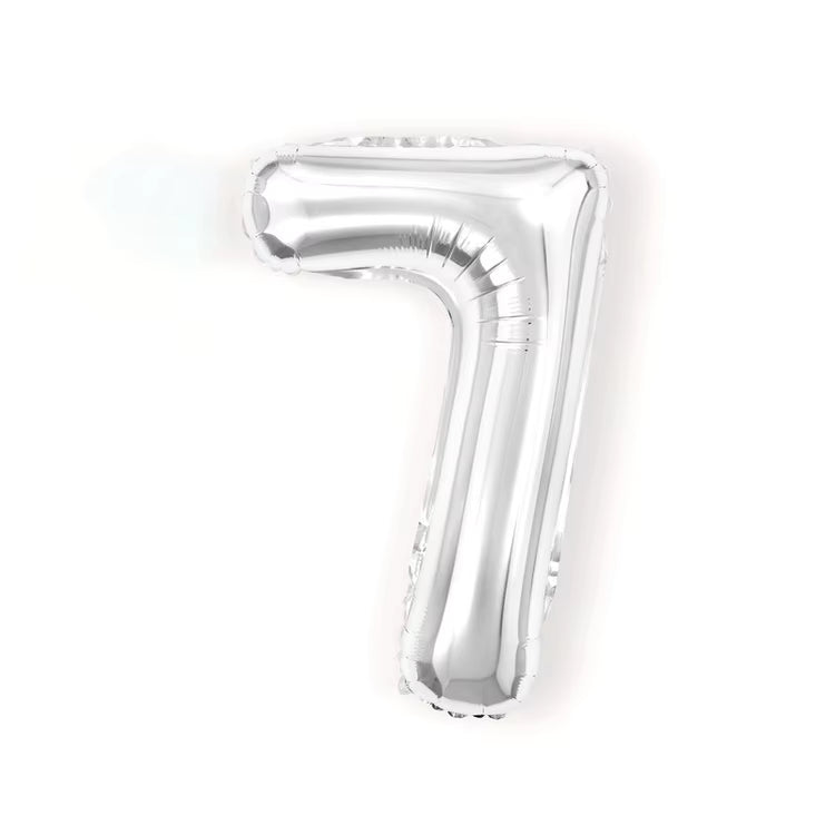 32 Inch Silver Number Foil Balloon – Numbers 0-9