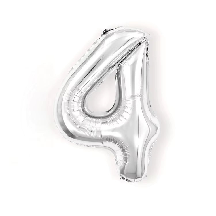 32 Inch Silver Number Foil Balloon – Numbers 0-9