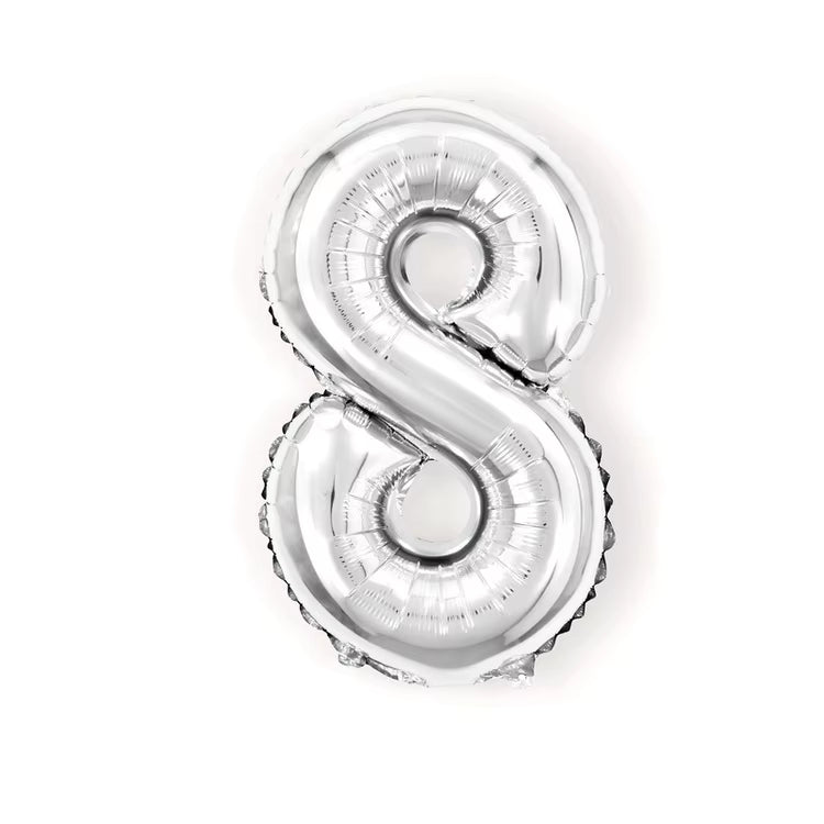 32 Inch Silver Number Foil Balloon – Numbers 0-9