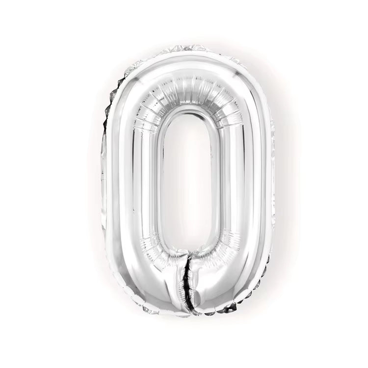 32 Inch Silver Number Foil Balloon – Numbers 0-9