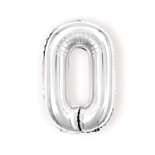 32 Inch Silver Number Foil Balloon – Numbers 0-9