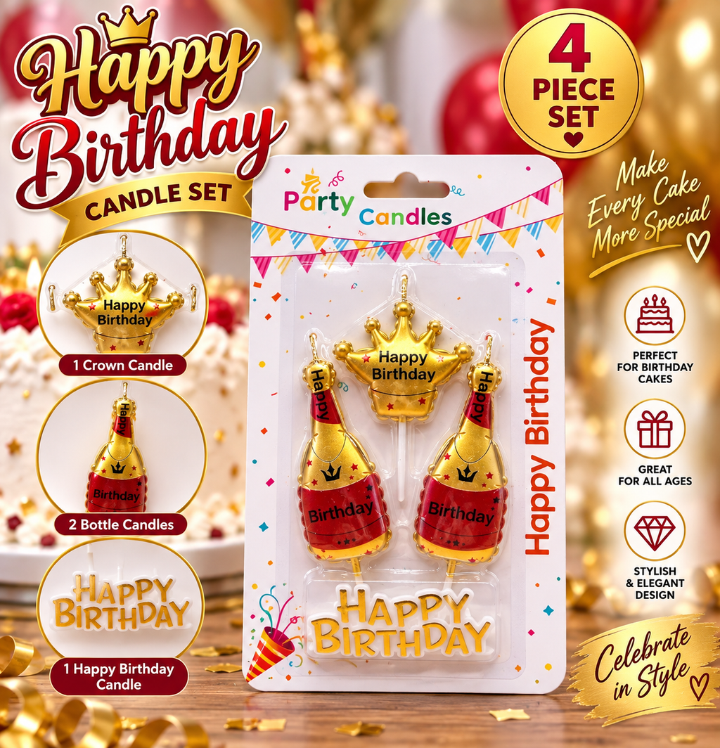 Set de velas «Happy Birthday» (Corona y botella) – 3 estilos