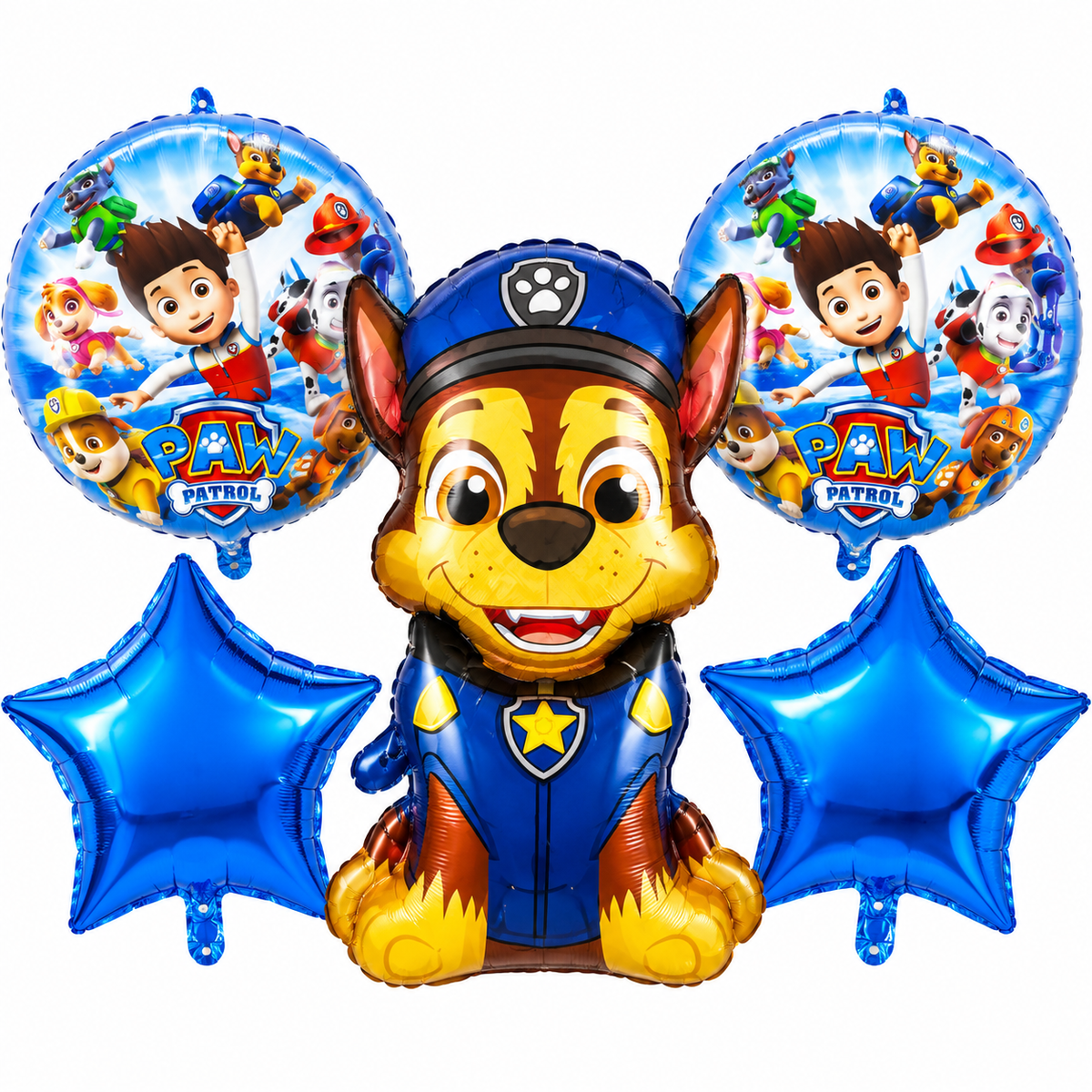 Paw Patrol 5-Piece Foil Balloon Set – Chase Birthday Party Decorations