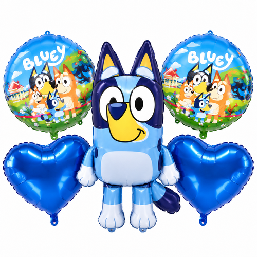 Bluey 5-Piece Foil Balloon Set – Birthday Party Decorations