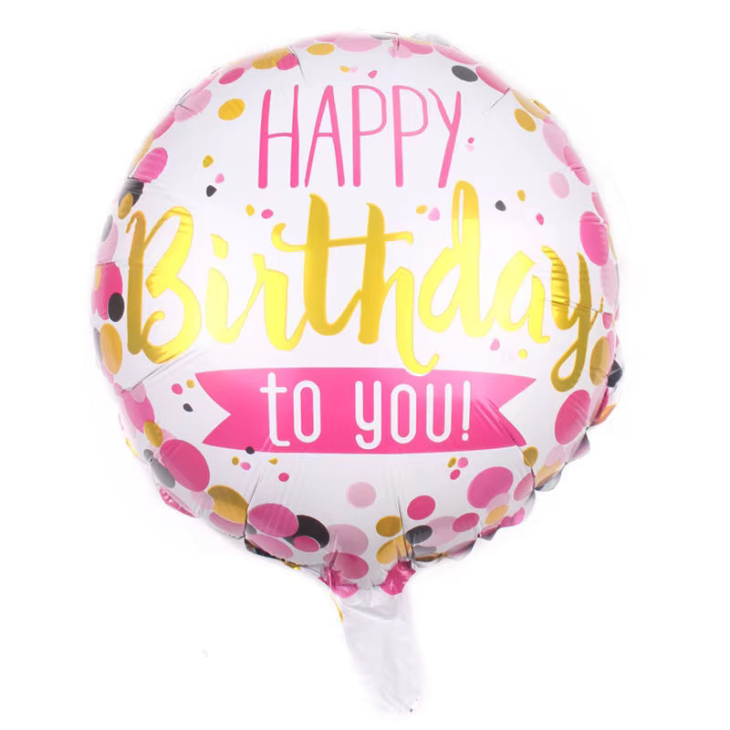 Globo Metálico Happy Birthday de 18 Pulgadas – Diseños Variados