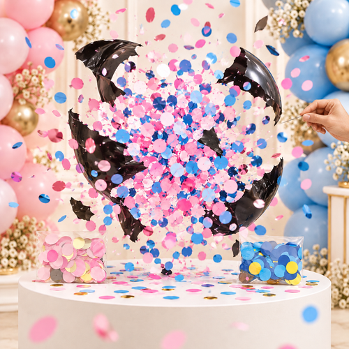 36-Inch Boy or Girl Gender Reveal Balloon Kit with Pink & Blue Confetti